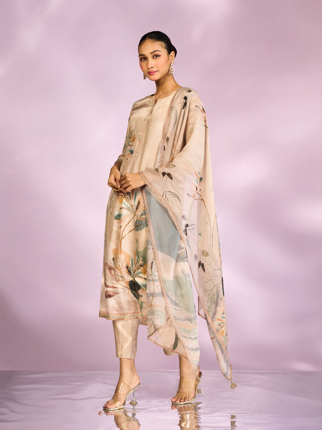 Mohey Women Fawn Colored Mesmerizing Straight Suit