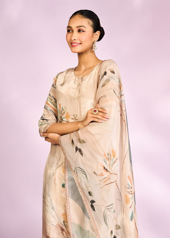 Mohey Women Fawn Colored Mesmerizing Straight Suit