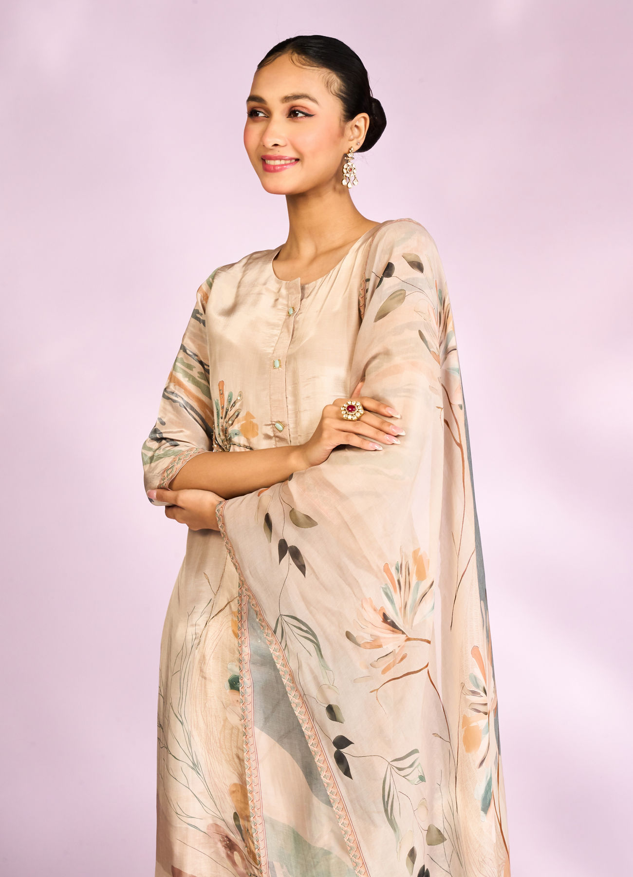 Mohey Women Fawn Colored Mesmerizing Straight Suit