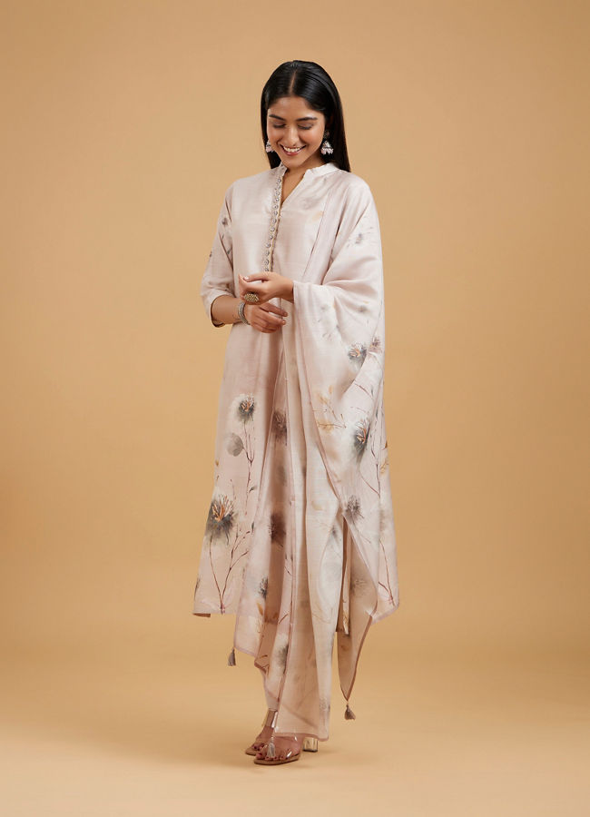 Mohey Women Enchanting Beige Straight Suit