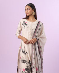 Mohey Women Resplendent Cream Straight Suit