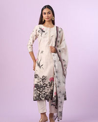 Mohey Women Resplendent Cream Straight Suit