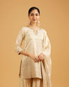 Mohey Women Cream Beige Zari Embroidered Sharara Suit with Sequin Work