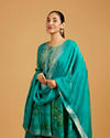 Mohey Women Rama Green Bandhani Print Palazzo Suit with Embroidered Neckline