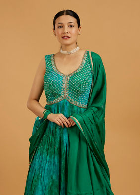 Mohey Women Enchanting Rama Green Stitched Suit image number 1