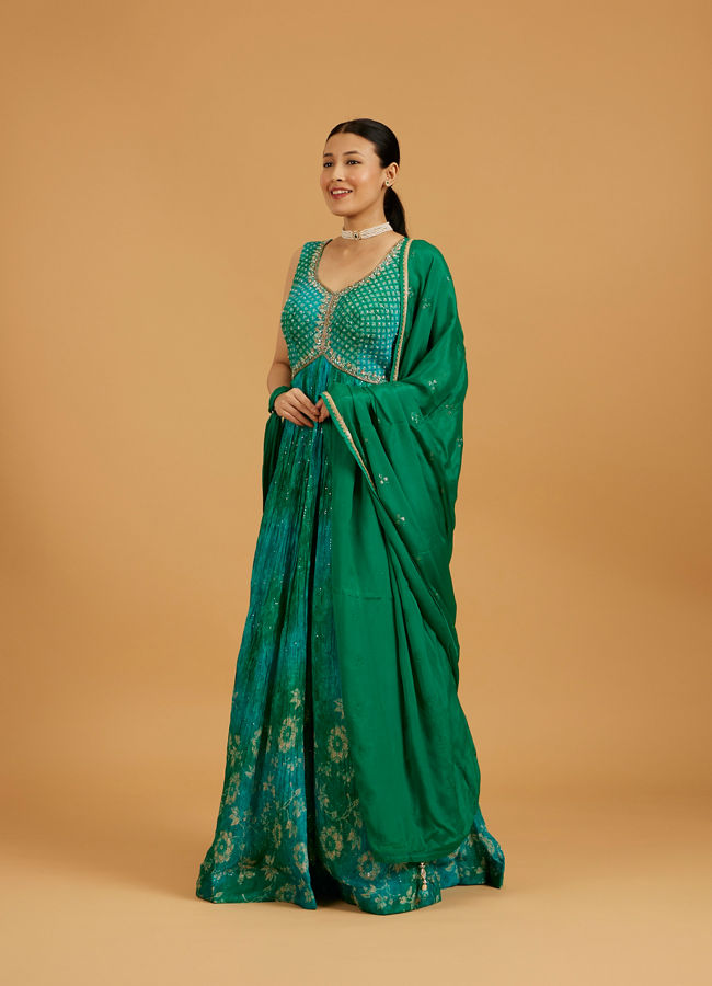 Mohey Women Enchanting Rama Green Stitched Suit image number 2