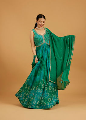 Mohey Women Enchanting Rama Green Stitched Suit image number 0