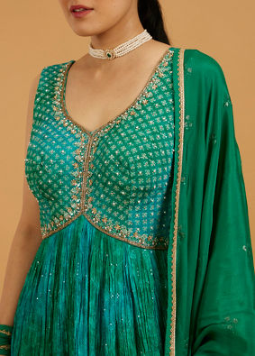 Mohey Women Enchanting Rama Green Stitched Suit image number 3