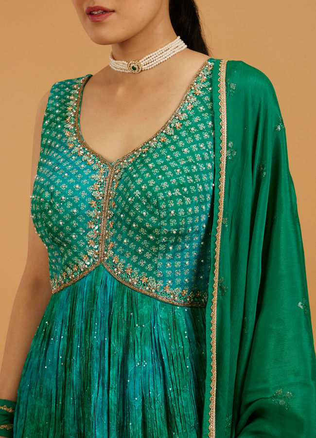 Mohey Women Enchanting Rama Green Anarkali Suit