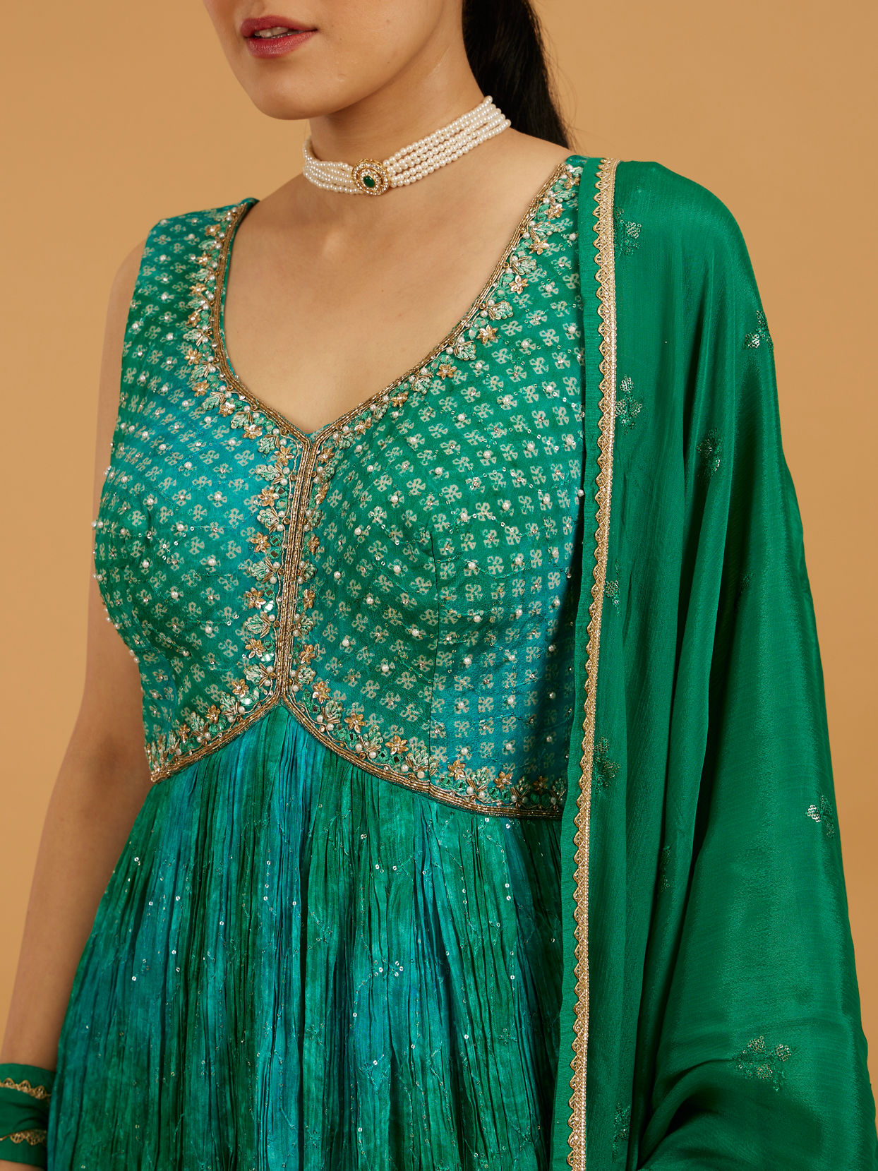 Mohey Women Enchanting Rama Green Anarkali Suit