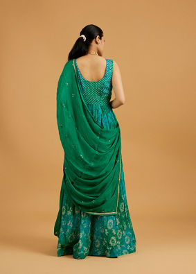 Mohey Women Enchanting Rama Green Stitched Suit image number 4