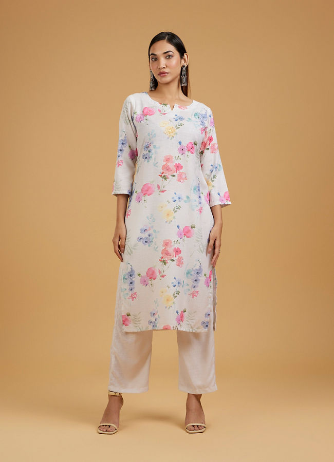 Mohey Women Cream Elegance Straight Suits