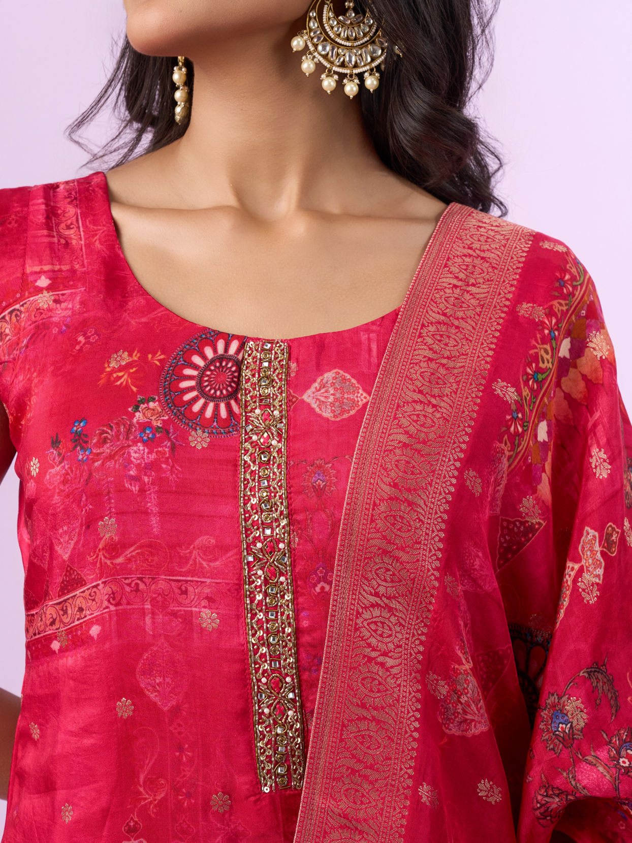 Mohey Women Elegant Rani Pink Stitched Suit