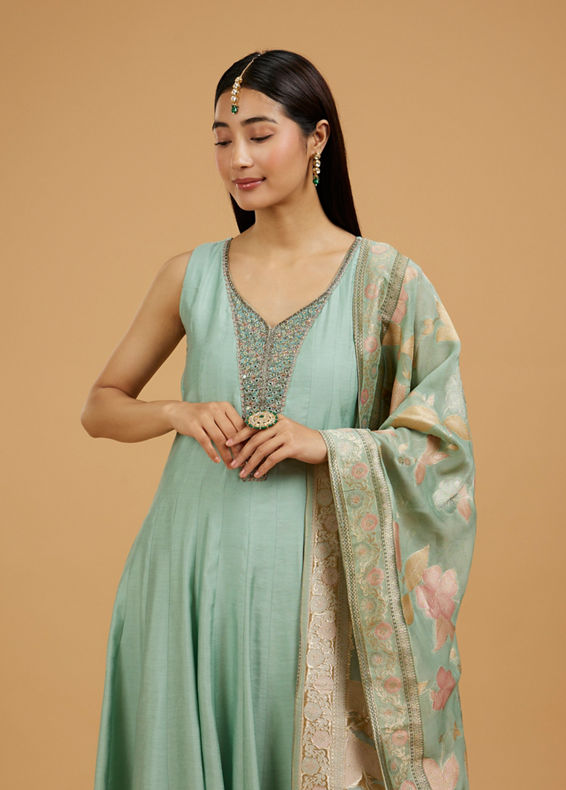 Mohey Women Pista Green Anarkali Suit