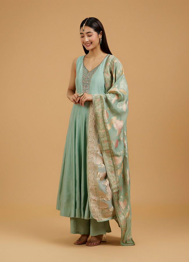 Mohey Women Pista Green Anarkali Suit