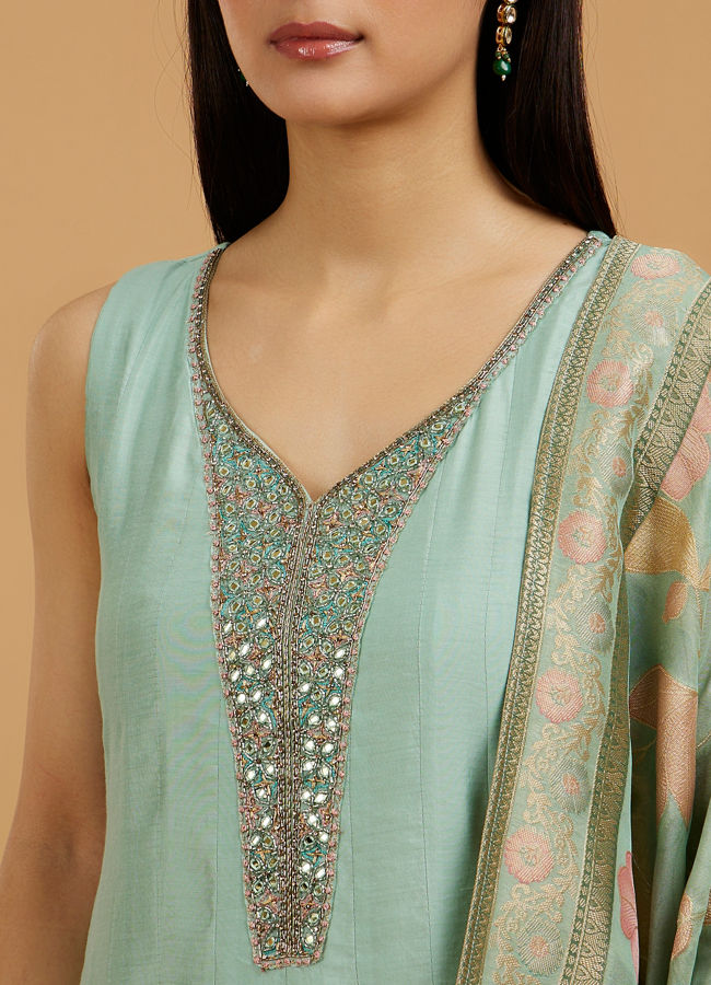 Mohey Women Pista Green Anarkali Suit