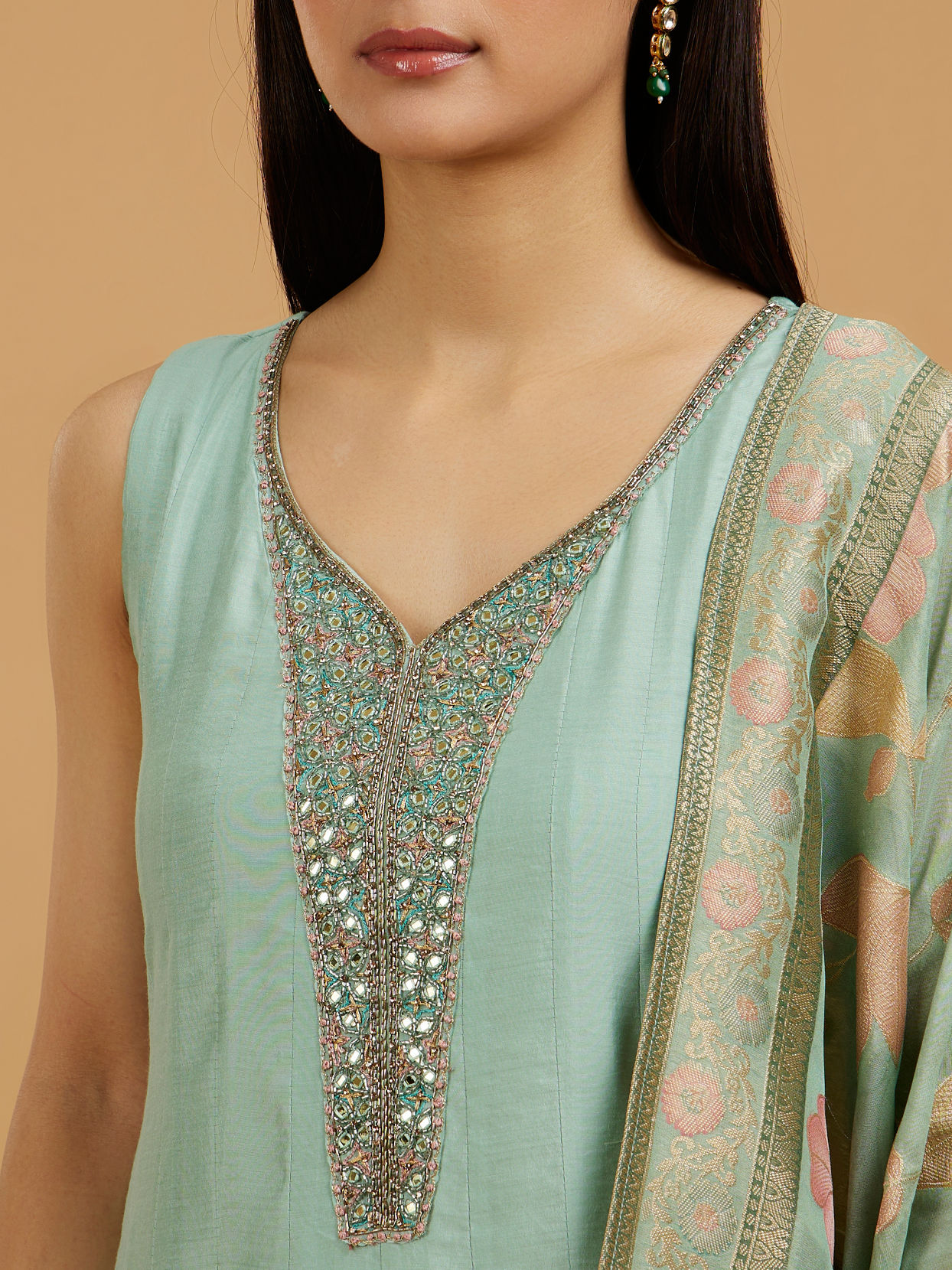 Mohey Women Pista Green Anarkali Suit