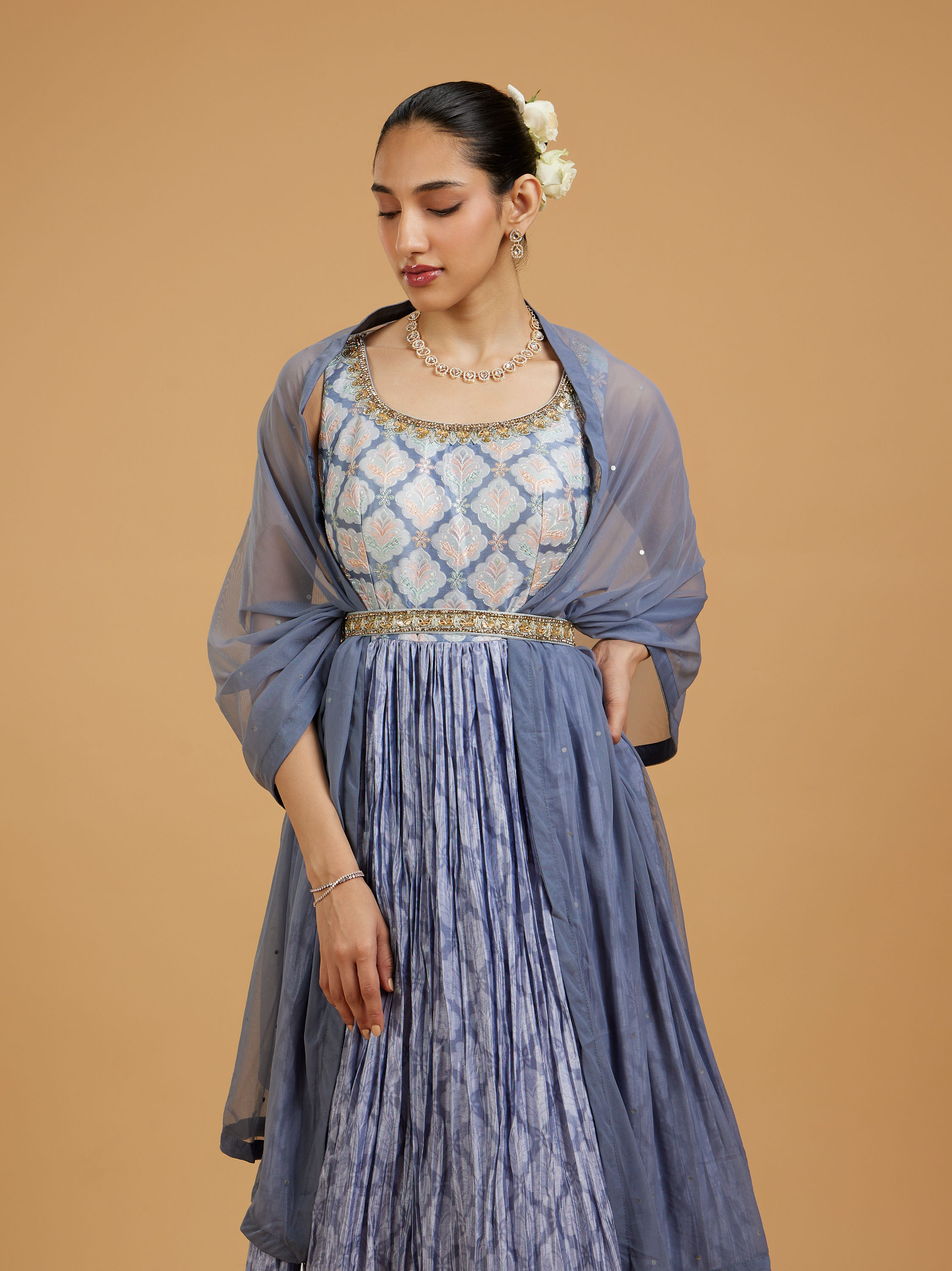 Mohey Women Grey Enchanted Elegance Anarkali Suit