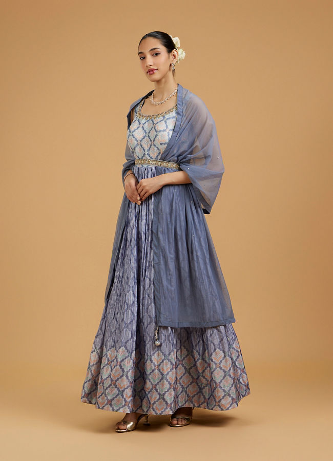 Mohey Women Grey Enchanted Elegance Anarkali Suit