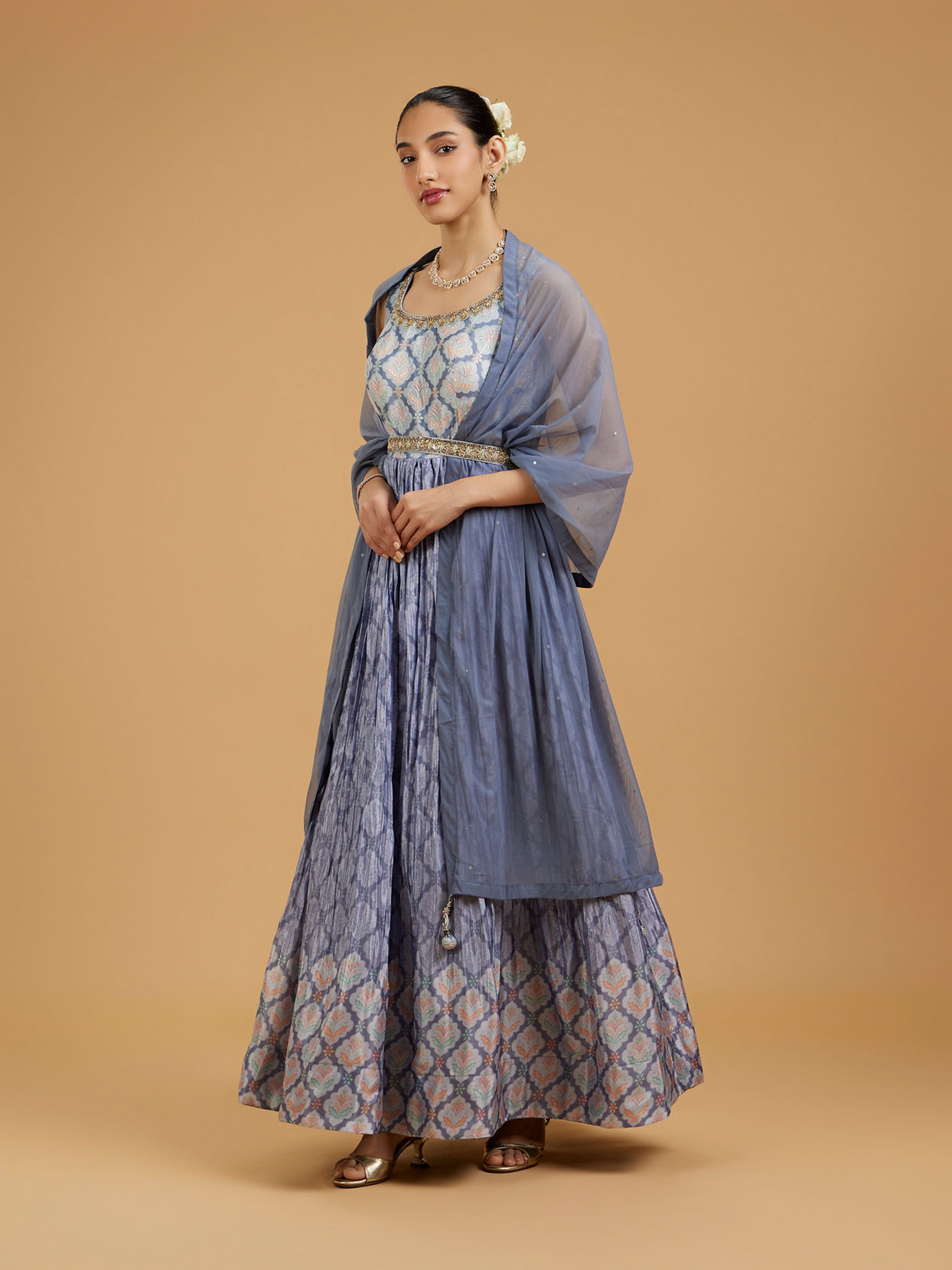 Mohey Women Grey Enchanted Elegance Anarkali Suit