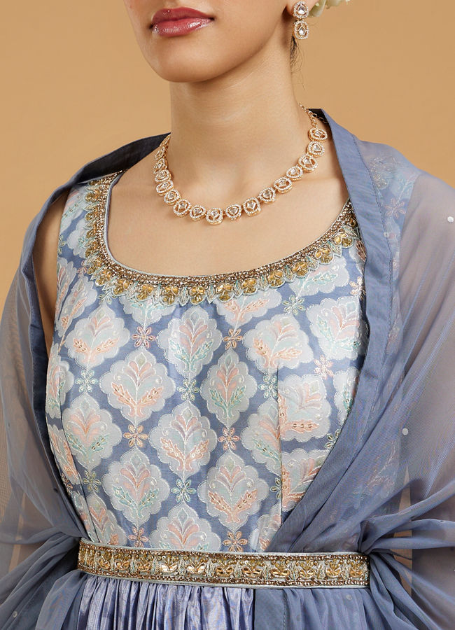 Mohey Women Grey Enchanted Elegance Anarkali Suit
