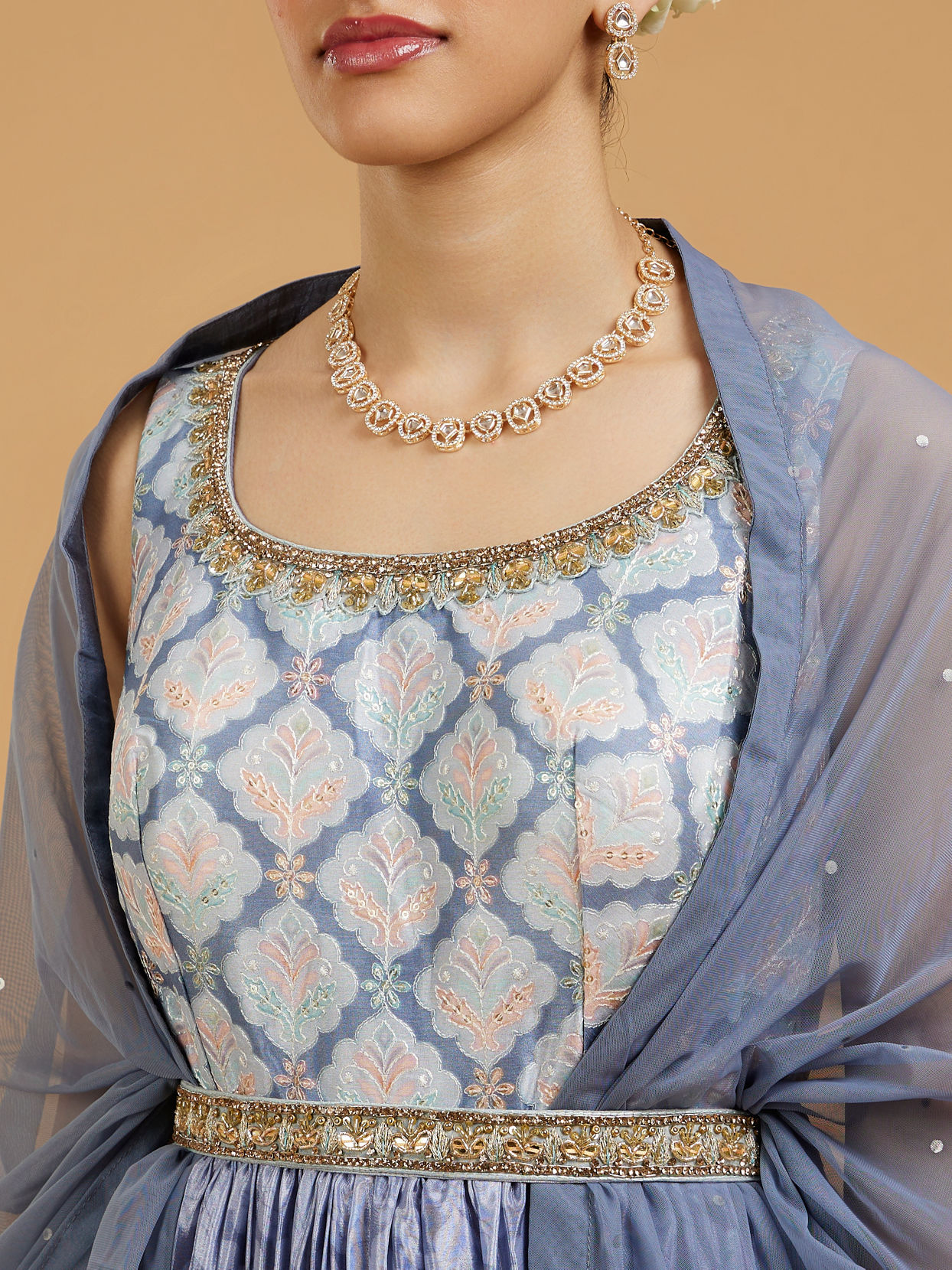 Mohey Women Grey Enchanted Elegance Anarkali Suit