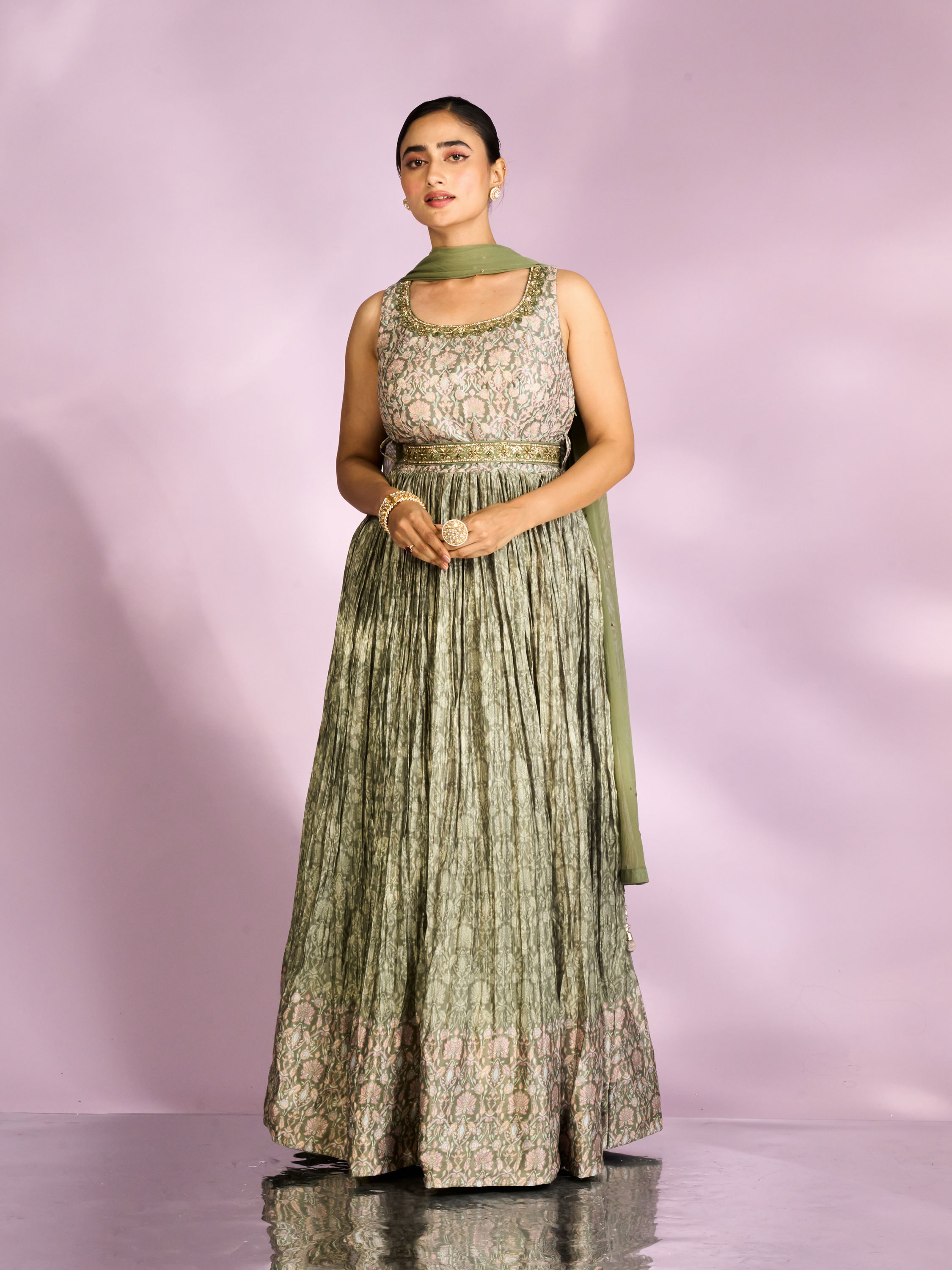 Mohey Women Emerald Green Enchantment Anarkali Suit