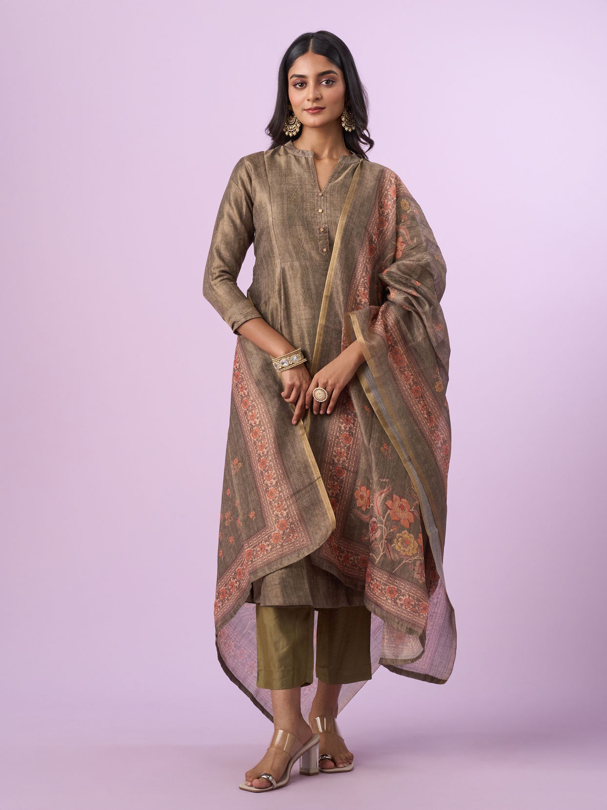 Mohey Women Blossoming Mehandi Anarkali Suit