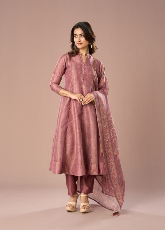 Mohey Women Purple Extravaganza Anarkali Stitched Suit