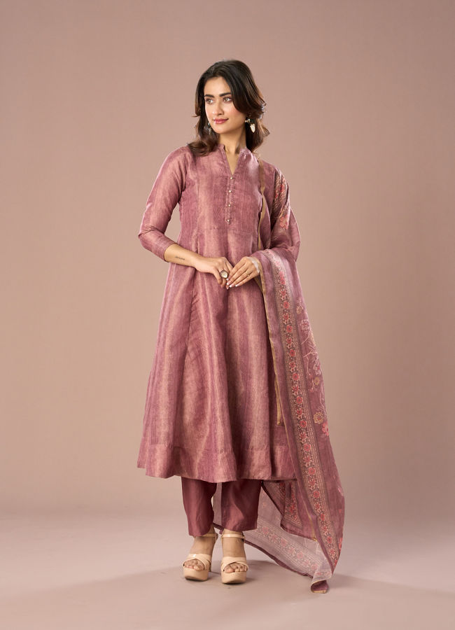Mohey Women Purple Extravaganza Anarkali Stitched Suit