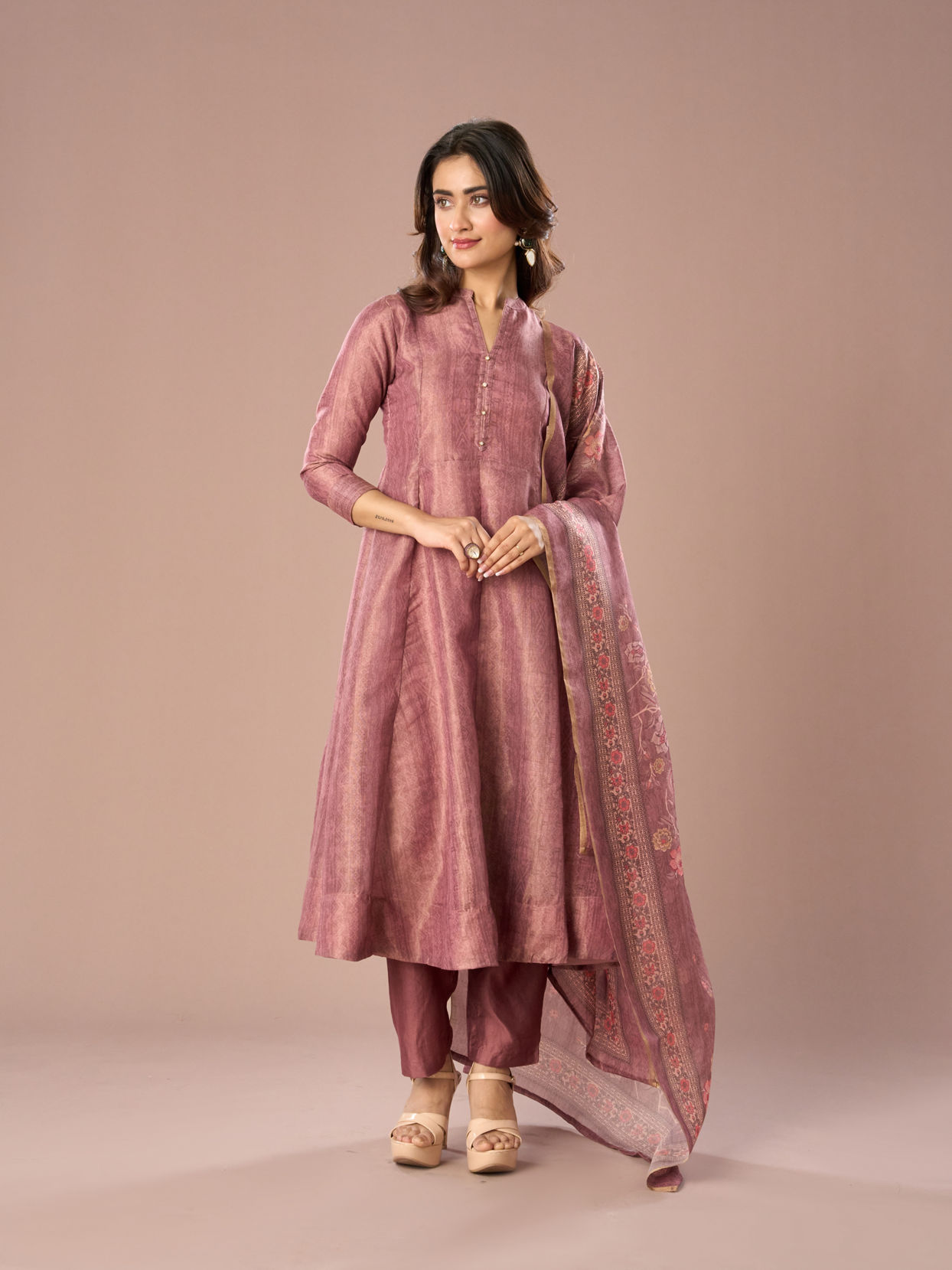 Mohey Women Purple Extravaganza Anarkali Stitched Suit