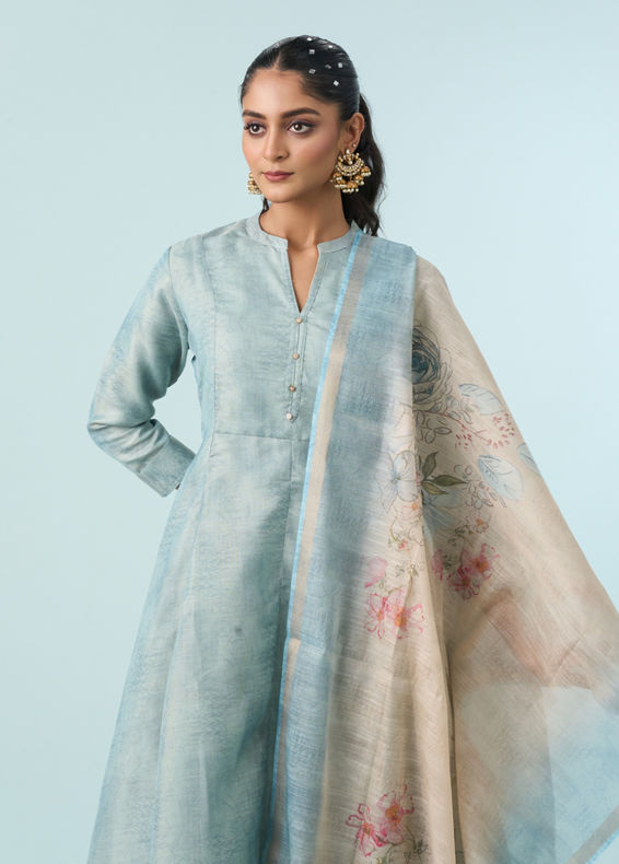 Mohey Women Elegant Light Blue Anarkali Suit