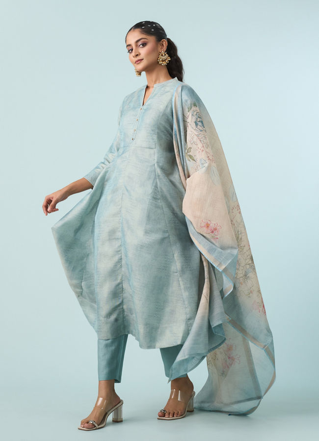 Mohey Women Elegant Light Blue Anarkali Suit