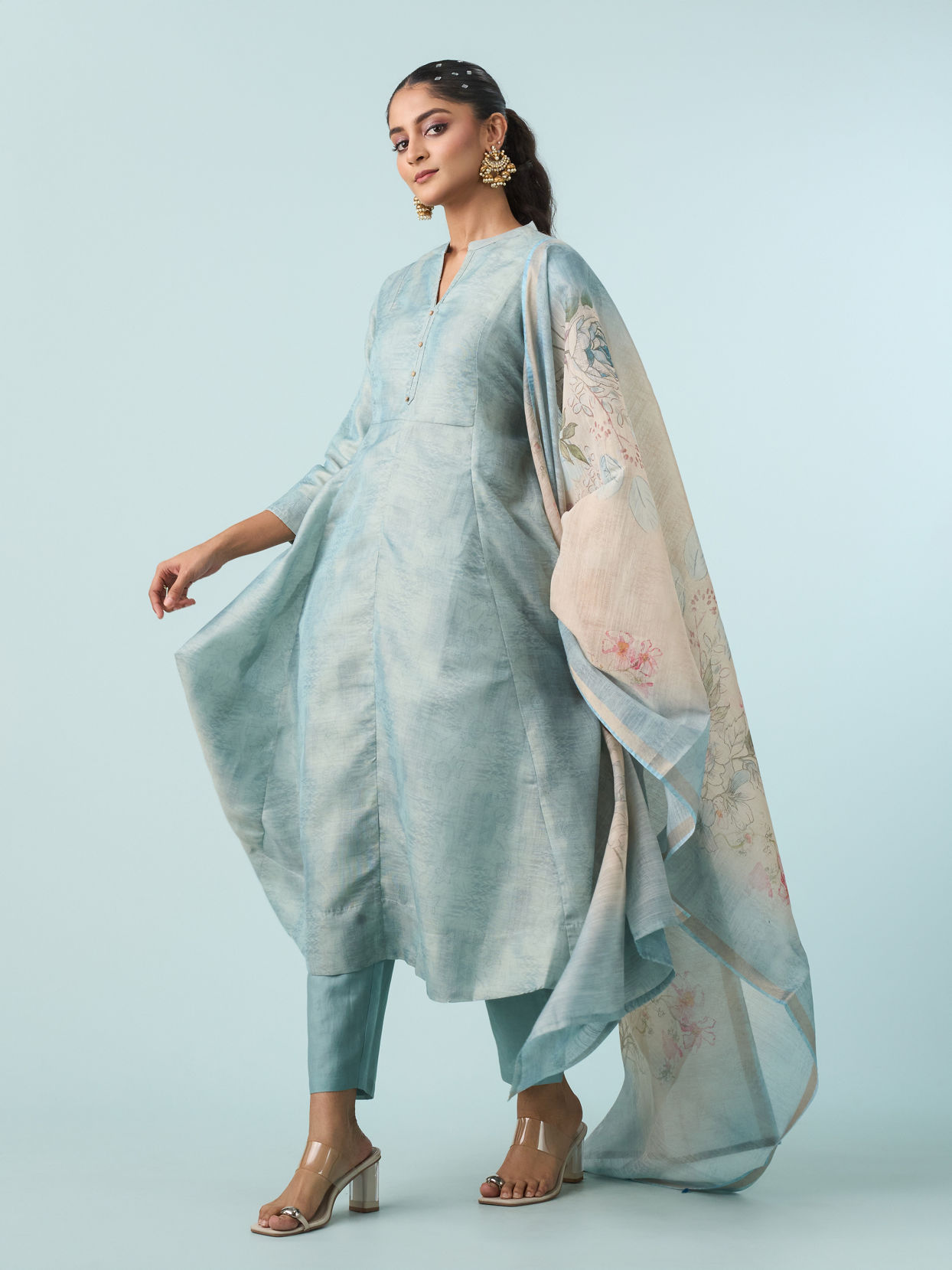 Mohey Women Elegant Light Blue Anarkali Suit