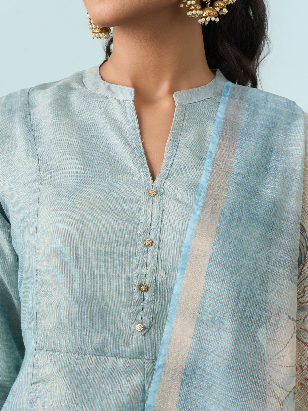 Mohey Women Elegant Light Blue Anarkali Suit