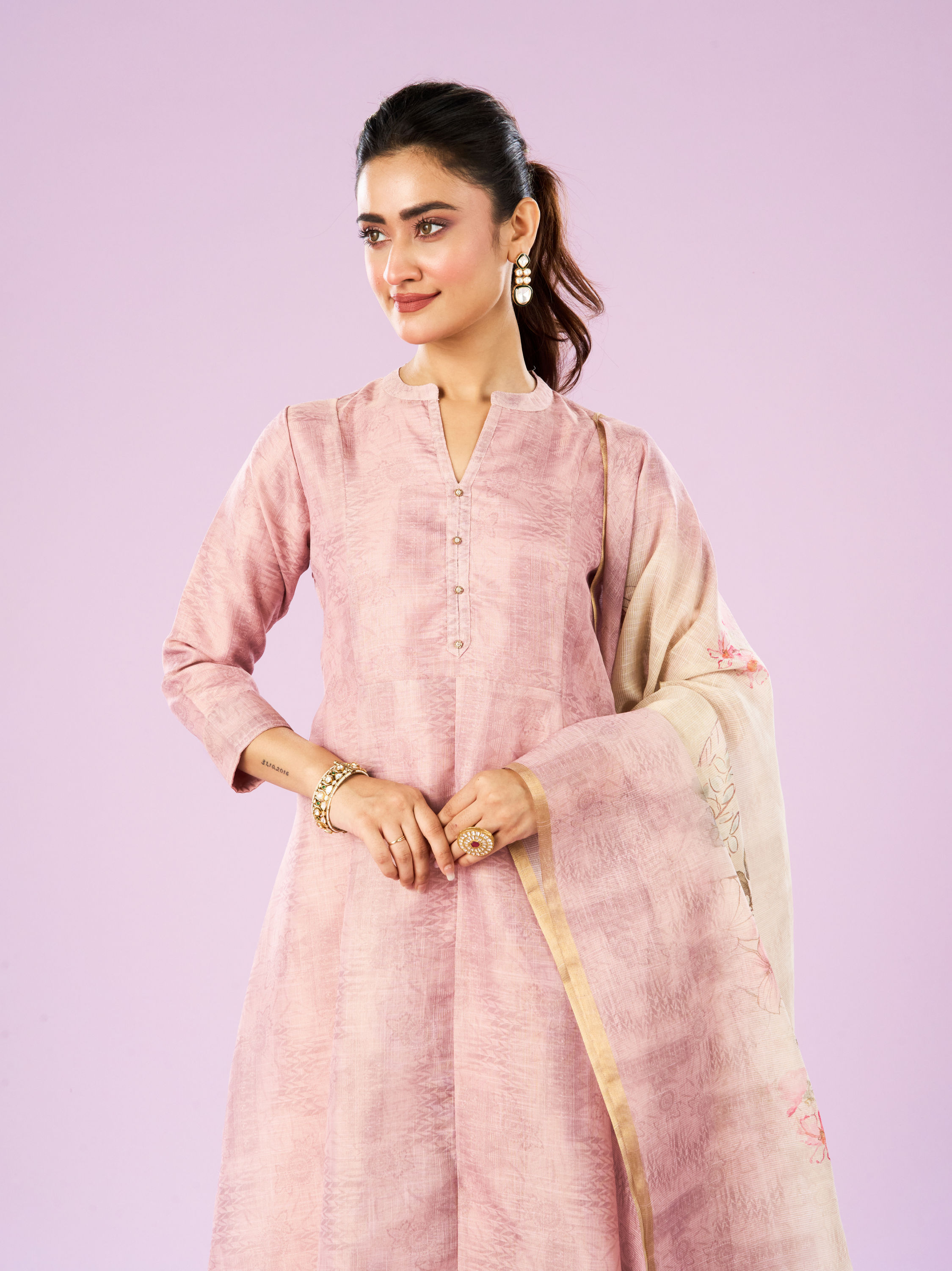 Mohey Women Elegant Light Pink Anarkali Suit