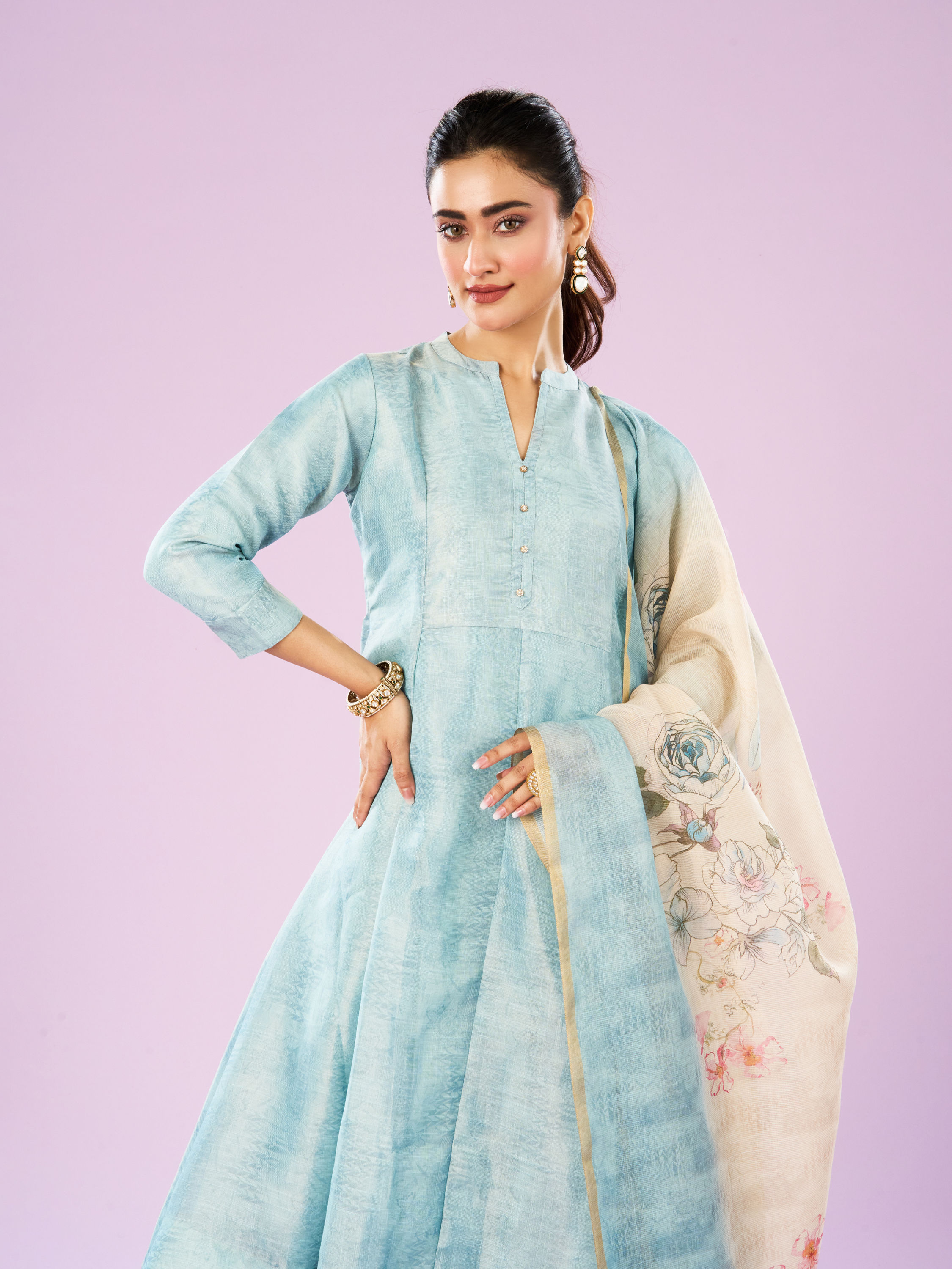 Mohey Women Emerald Elegance Anarkali Suit