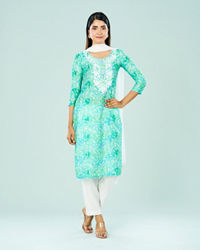 Mohey Women Ravishing Rama Green Straight Suit
