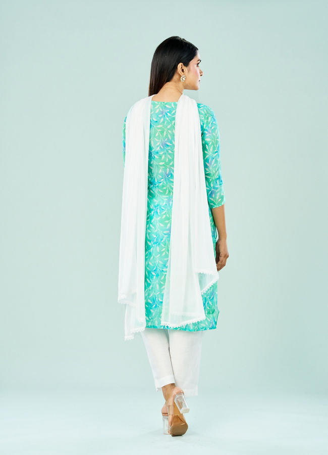Mohey Women Ravishing Rama Green Straight Suit