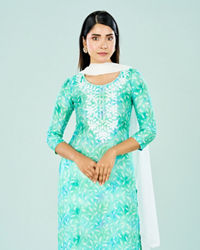 Mohey Women Ravishing Rama Green Straight Suit