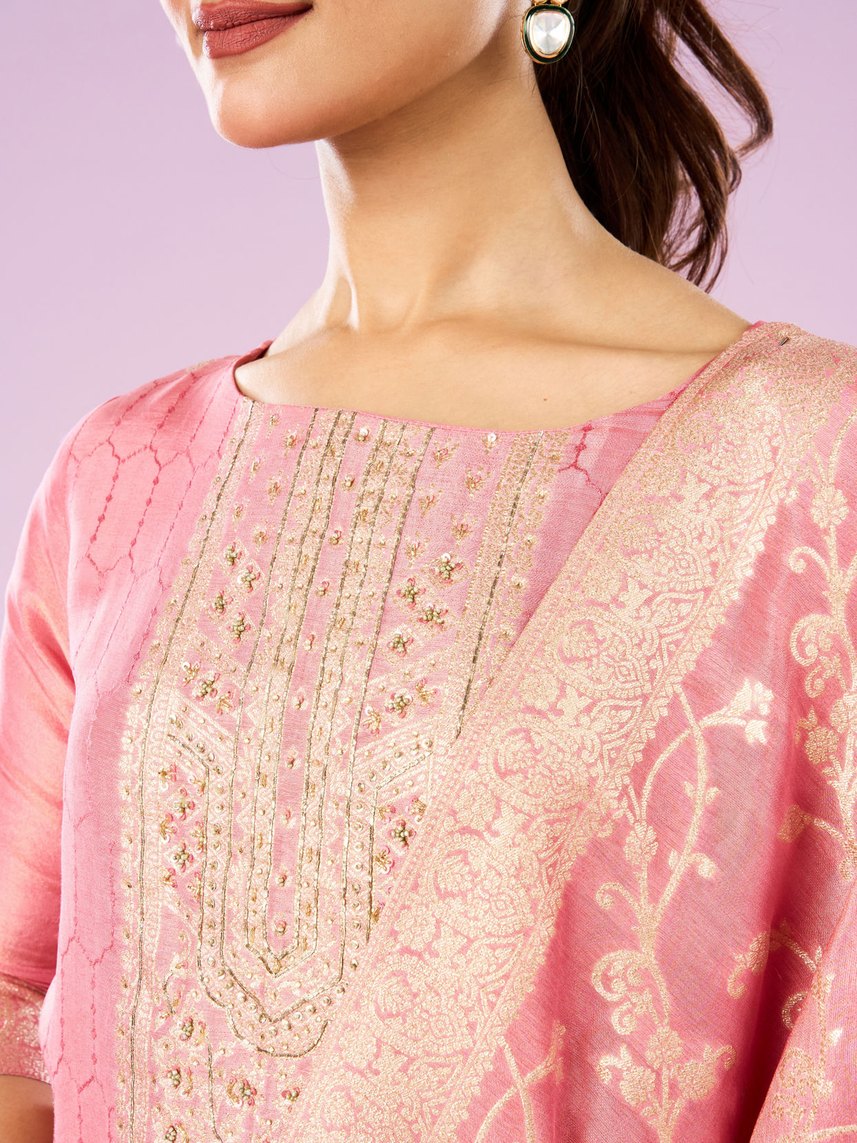 Mohey Women Pristine Pink Artistry Straight Suit