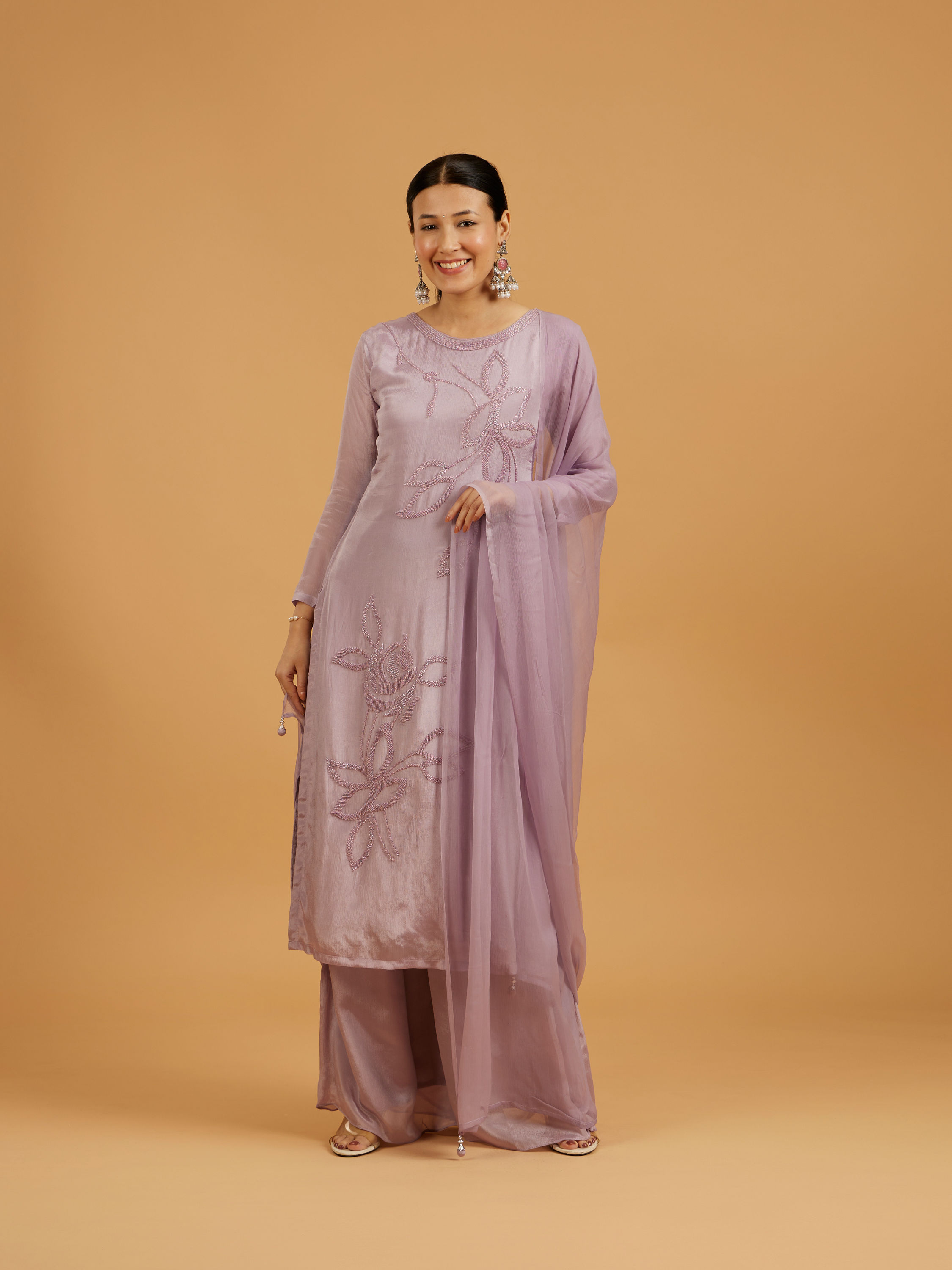Mohey Women Purple Elegance Palazzo Suit