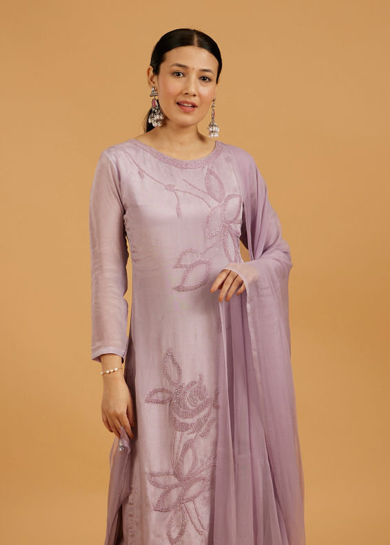 Mohey Women Purple Elegance Palazzo Suit