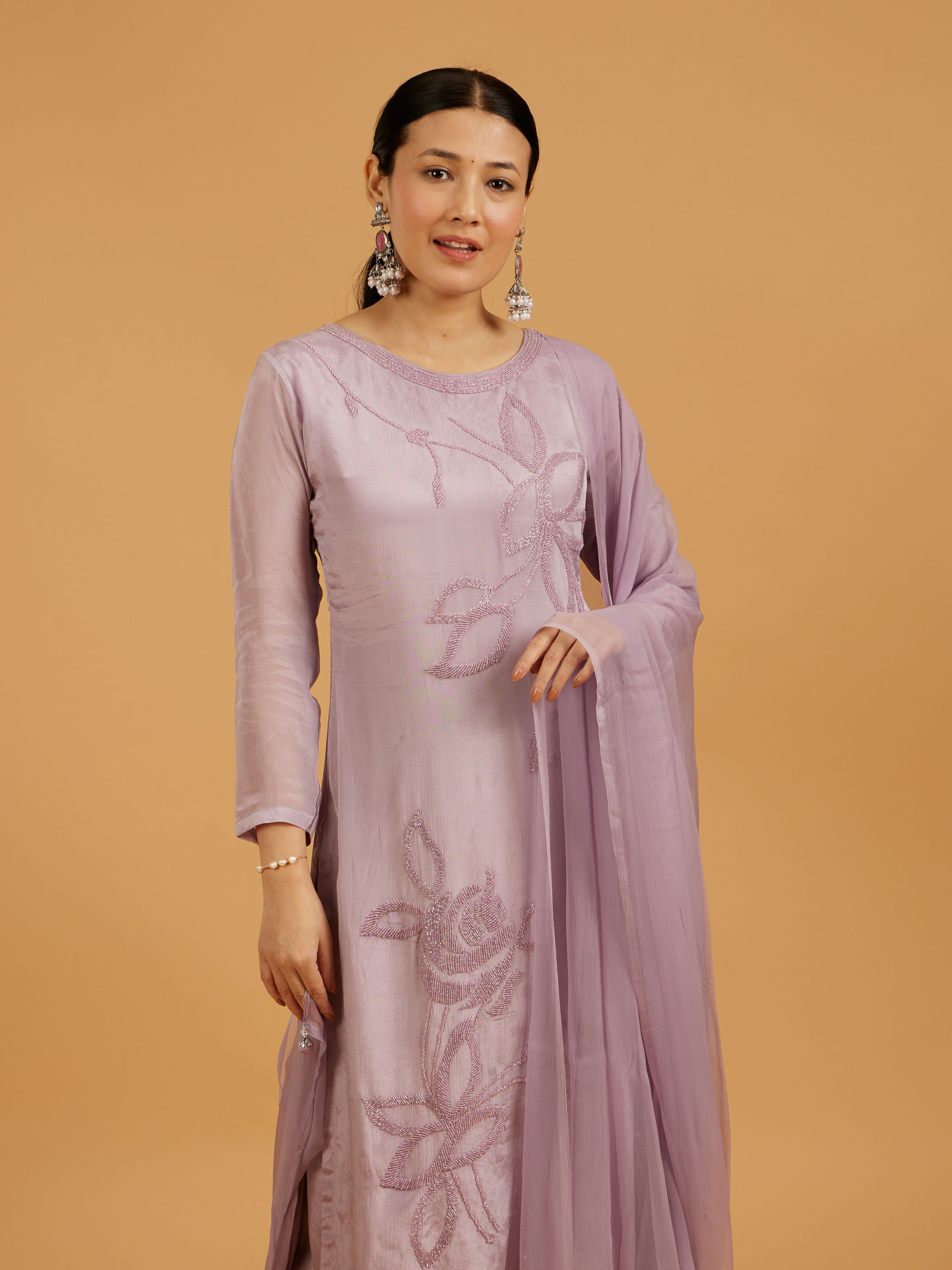 Mohey Women Purple Elegance Palazzo Suit