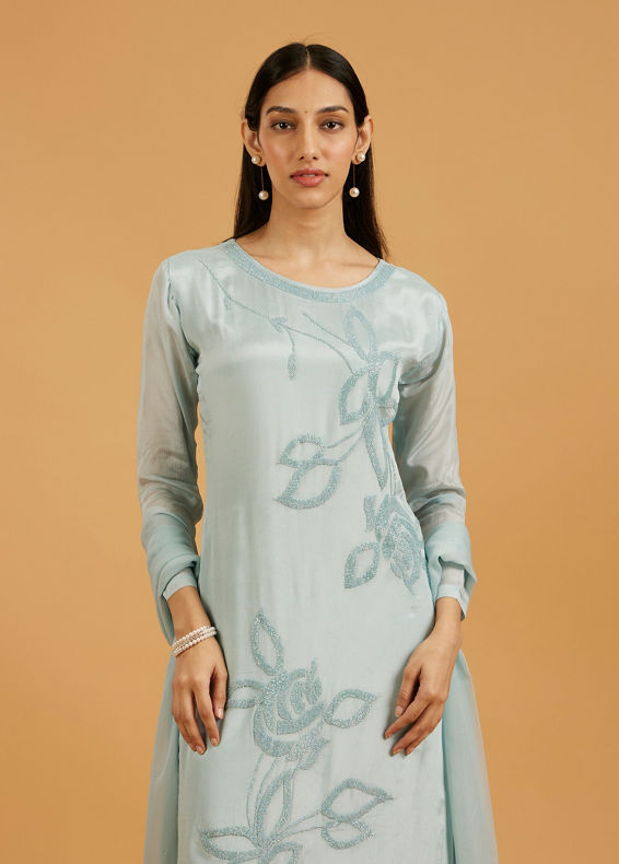 Mohey Women Exquisite Light Blue Palazzo Suit