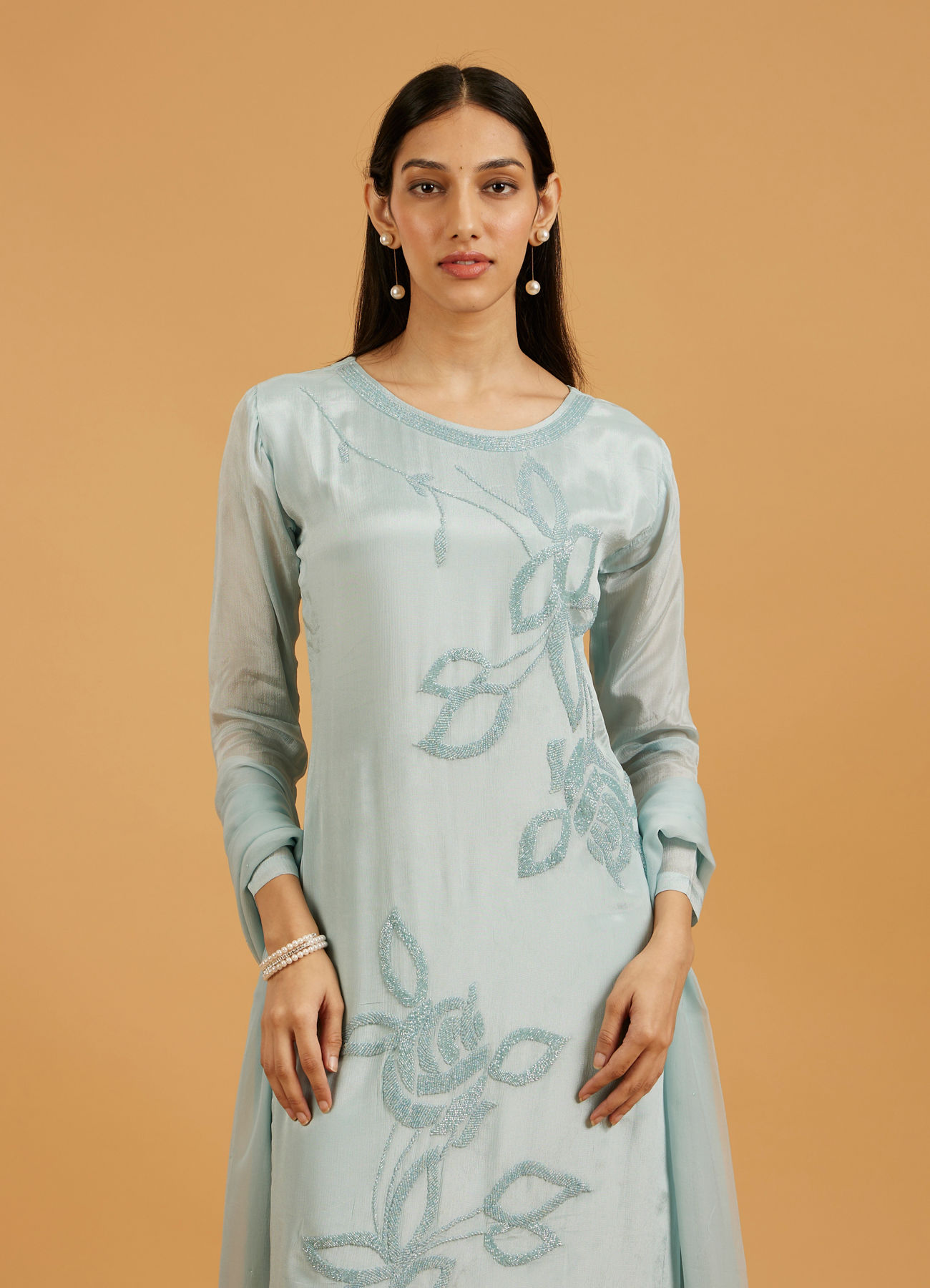 Mohey Women Exquisite Light Blue Palazzo Suit