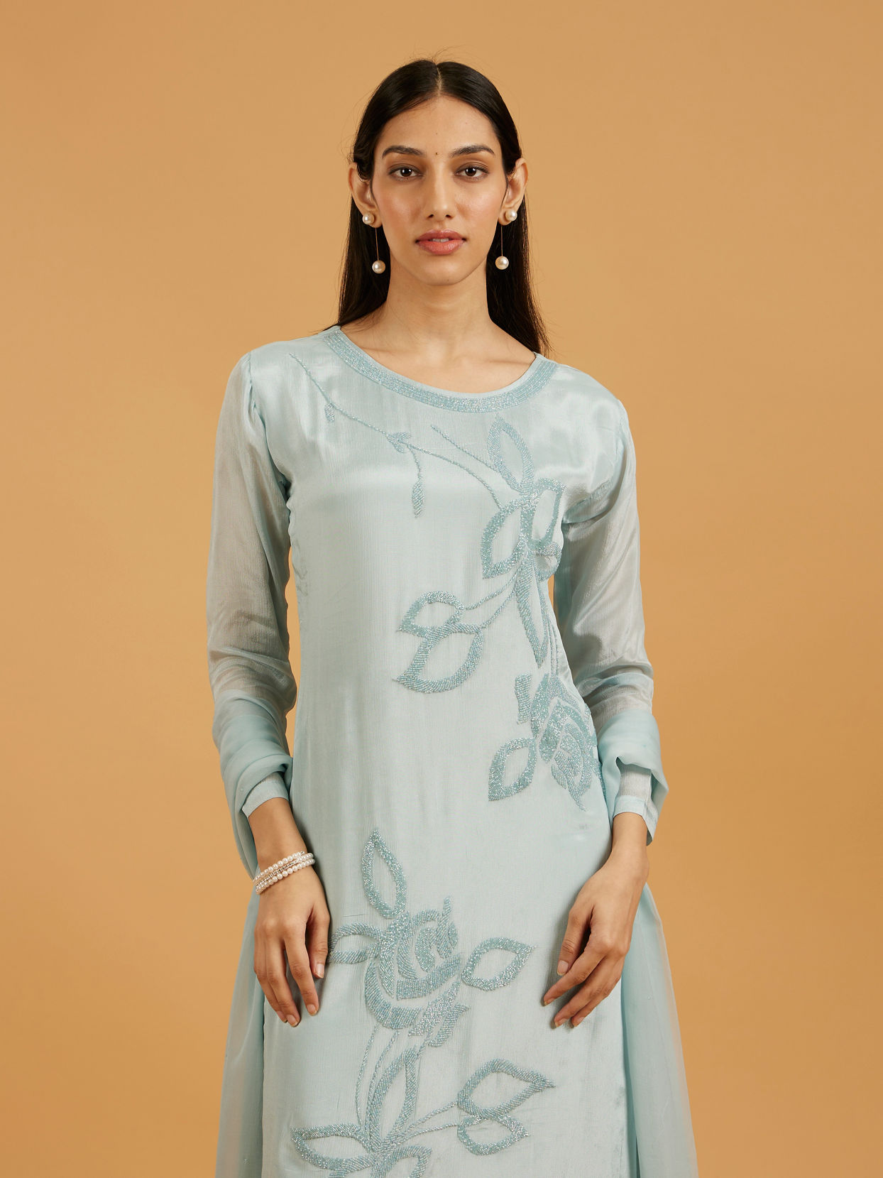 Mohey Women Exquisite Light Blue Palazzo Suit