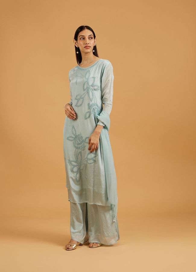 Mohey Women Exquisite Light Blue Palazzo Suit