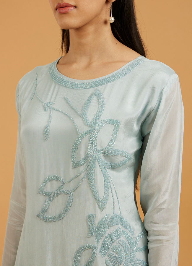Mohey Women Exquisite Light Blue Palazzo Suit