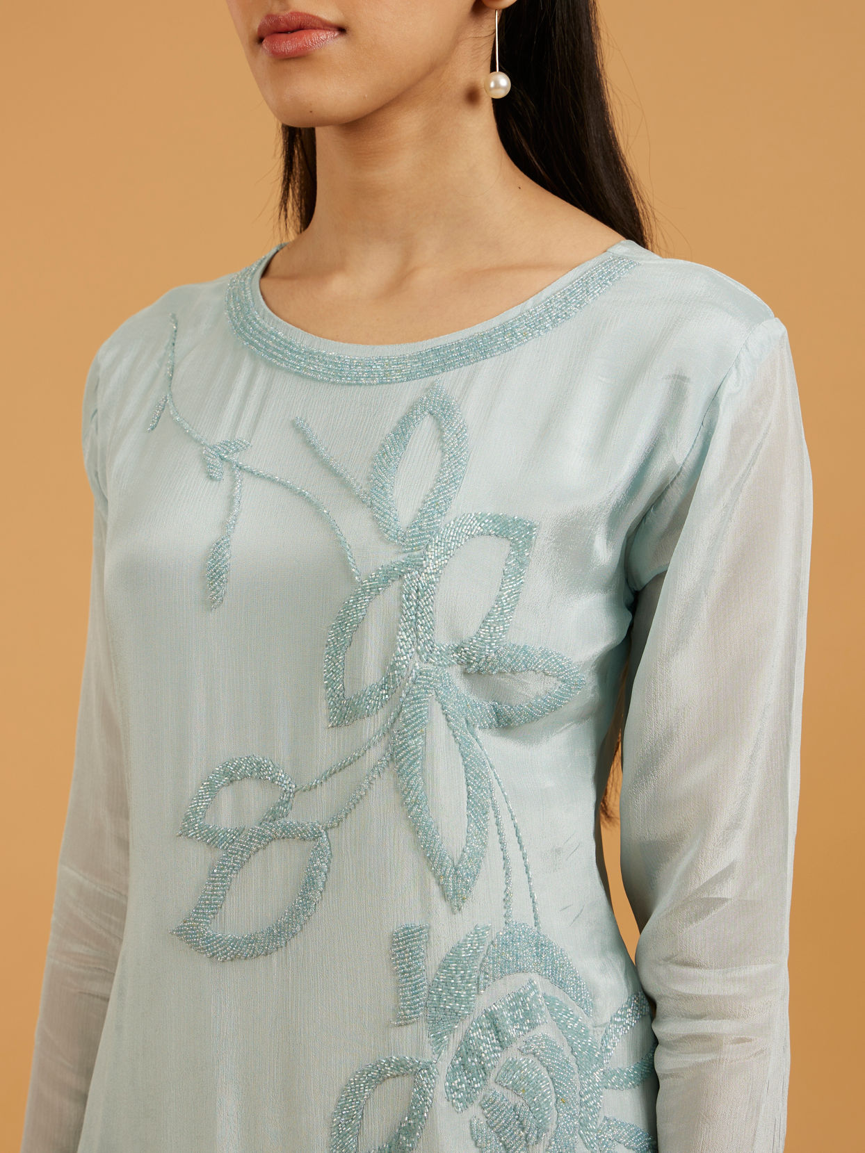 Mohey Women Exquisite Light Blue Palazzo Suit